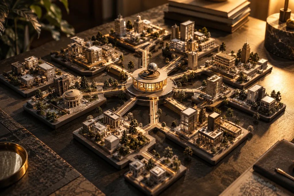 A large website architecture model organized around a central hub.