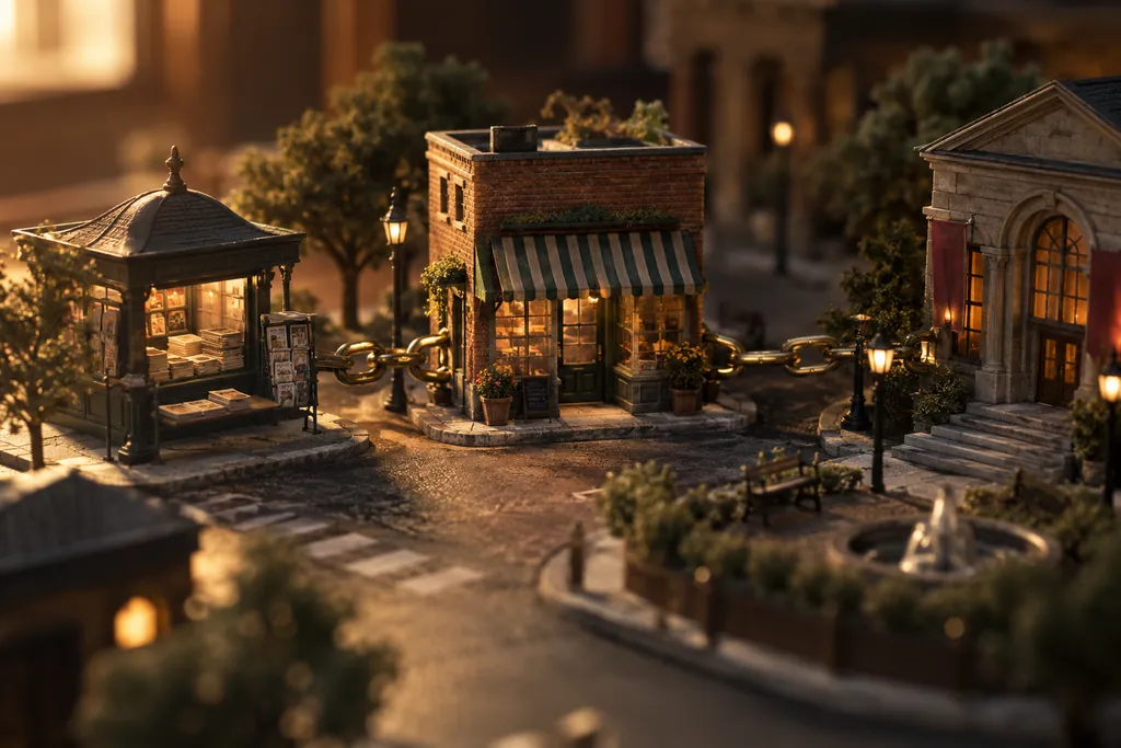 A neighborhood shop linked to a newspaper kiosk and community venue.