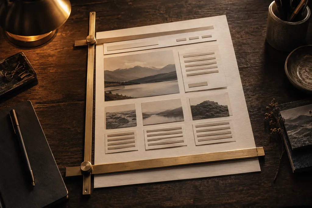 A webpage layout divided into aligned content blocks.