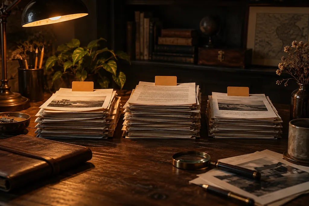 Archived content pages sorted into three review stacks.